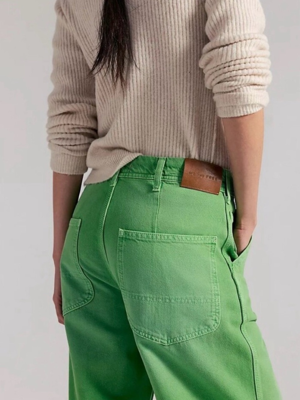 Free People We The Free Easton Low-Rise Workwear Jeans. NWT. Green - Picture 2 of 7